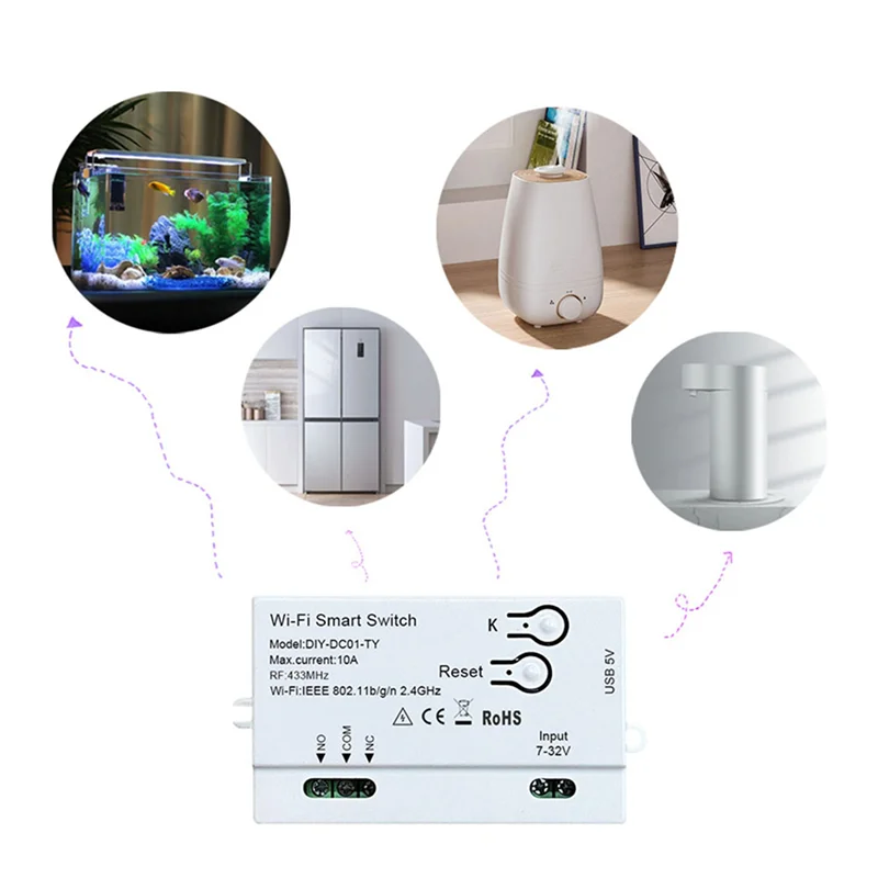 

B04B-5X Tuya Wi-Fi умный переключатель DIY таймер 1CH 7-32 В USB 5 В 2,4G Wi-Fi модуль автоматизации для Alexa Google Home IFTT