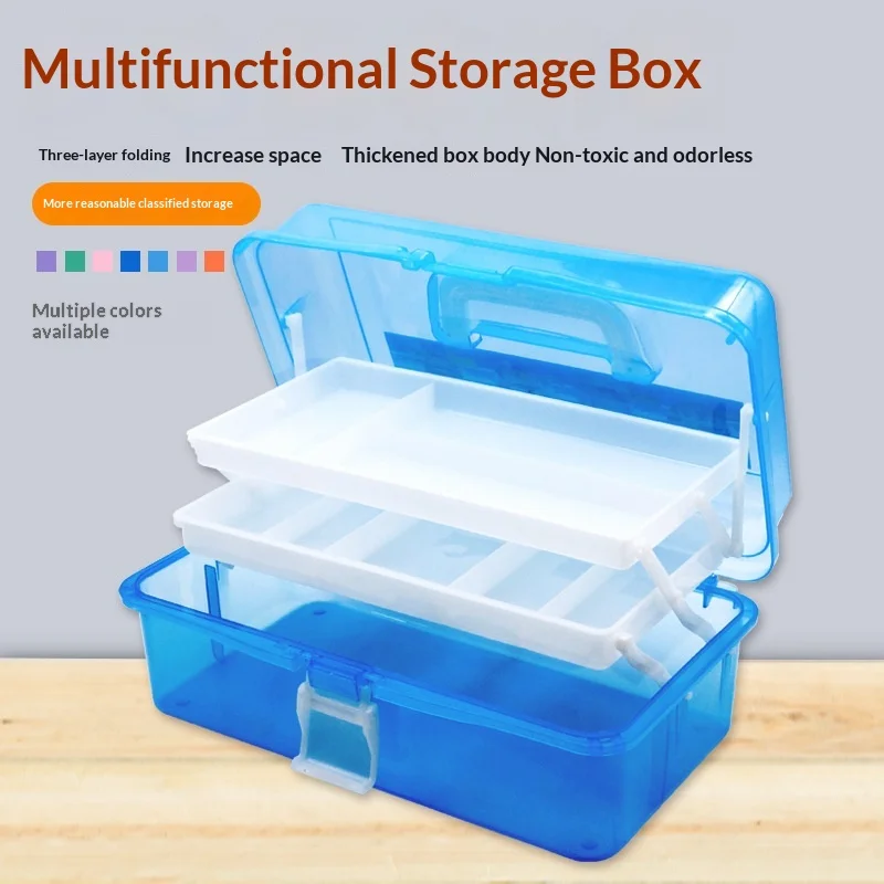 Large Capacity Multi-Compartment Foldable Tool Box - Plastic Storage Organizer for Home, Hardware, Model Parts & Repair Tools