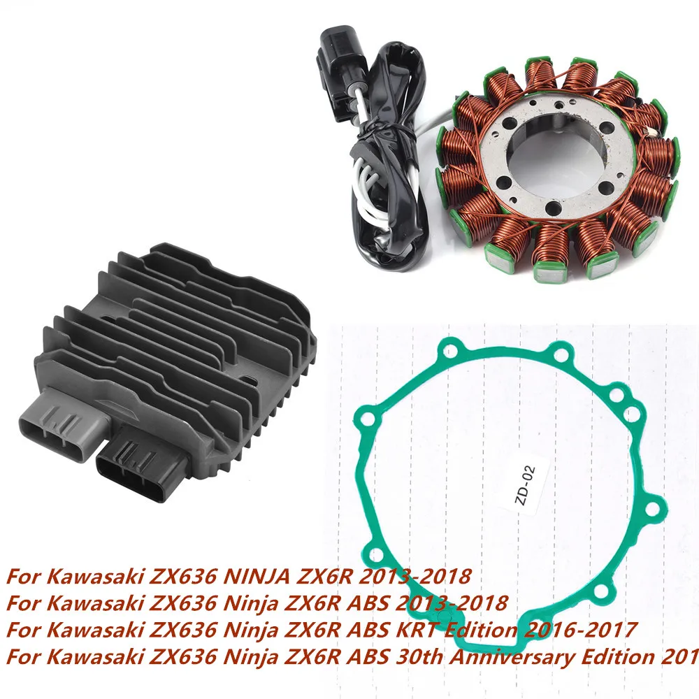 For Kawasaki ZX636 NINJA ZX6R 2013-2018 Stator Coil Regulator Rectifier Gasket ZX 636 Ninja ZX-6R ABS KRT Edition