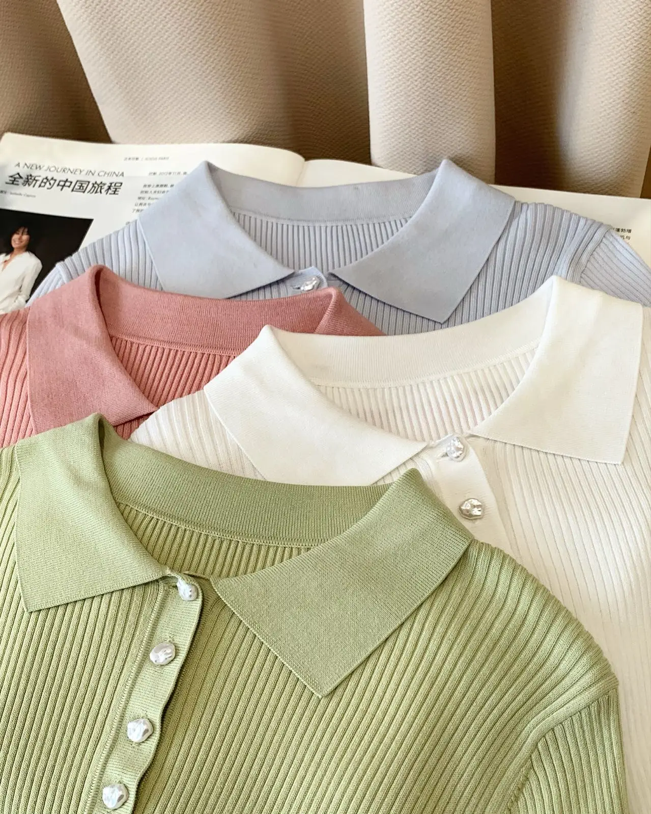 New Spring/Summer Collection: High-Quality, Stylish Casual Short-Sleeve Top with Button-Down Lapel (Available in 4 Colors)