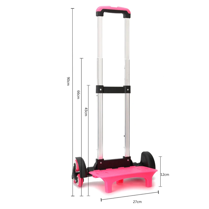 Trolley para mochila e bolsa escolar, haste expansível, alta função, Trolly Chariot, bagagem para crianças, 2 rodas, 6 rodas