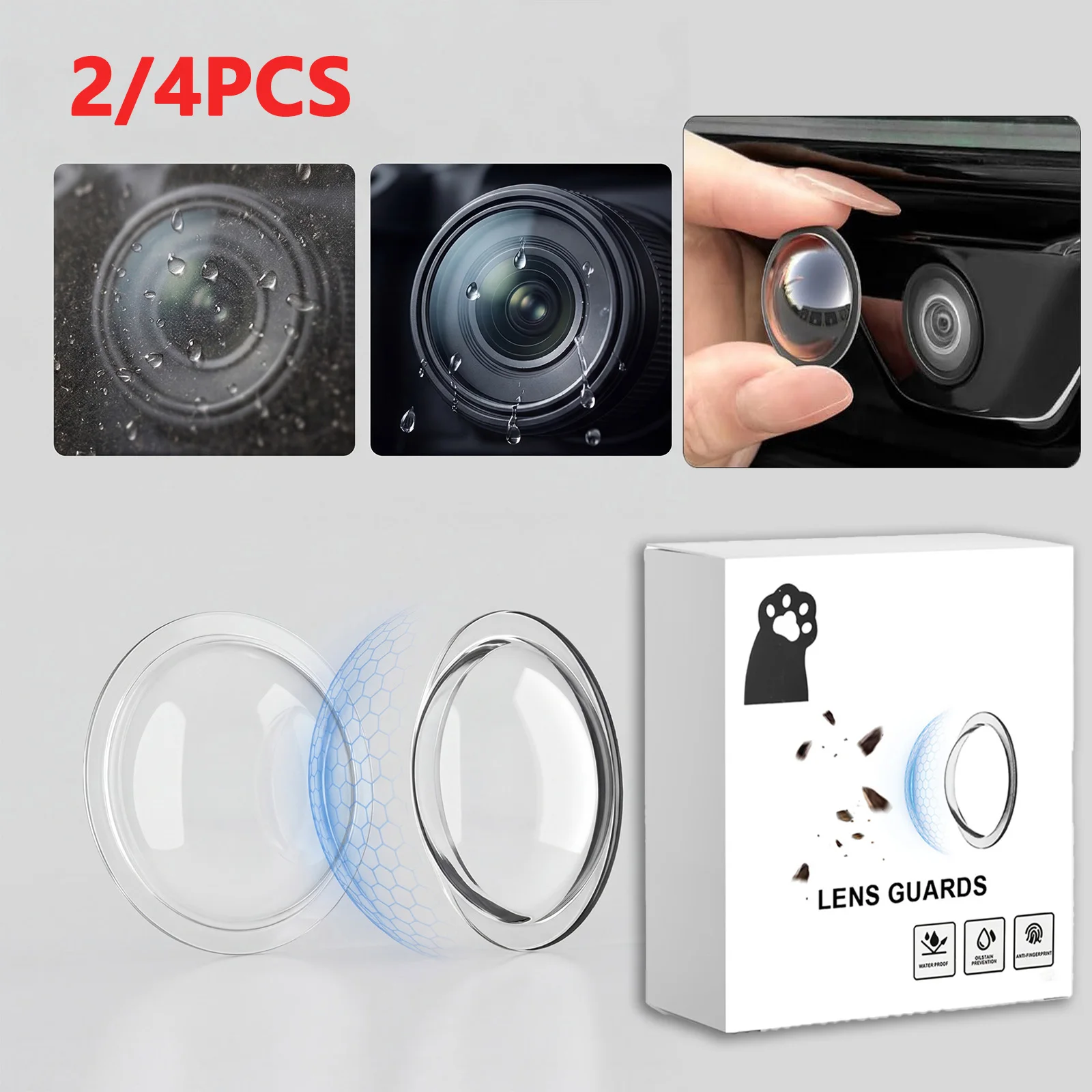 2/4PCS Car Camera Lens Protector Rear View Backup Camera Cover Clear Transparency Water Resistant Protective Film Most Vehicles
