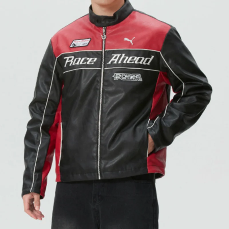 Puma Mid Length Jacket Coat Leather Jacket 636031-01