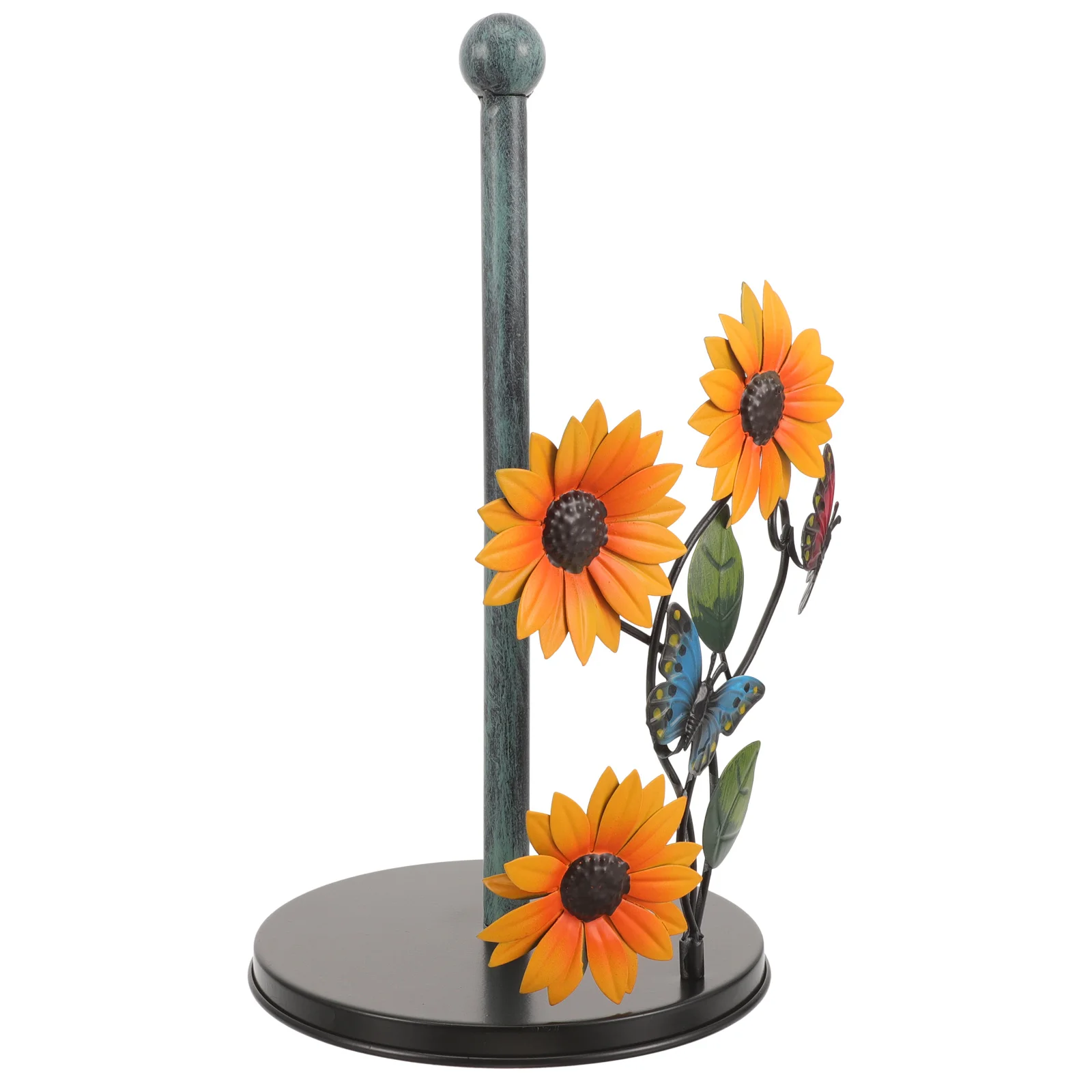 

Iron Wire Paper Towel Holder Sunflower Style Standing Tissue Roll Organizer Kitchen Metal Rack Napkin Stand Vertical Towel
