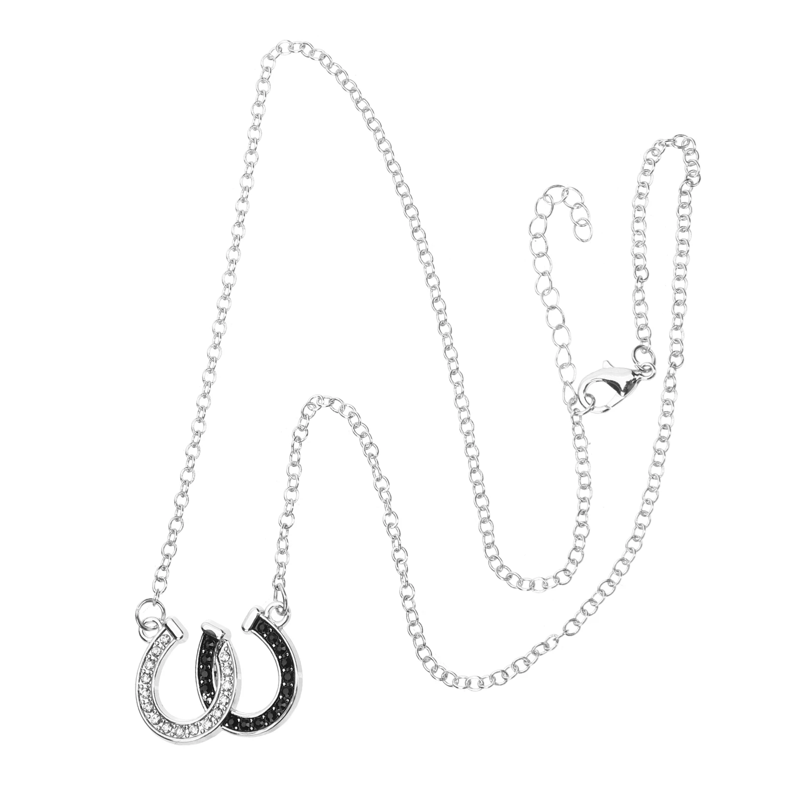 

Black White U Shape Lockbone Necklace Women Men Fashionable Creative Pendant Chain Jewelry Gift for boys