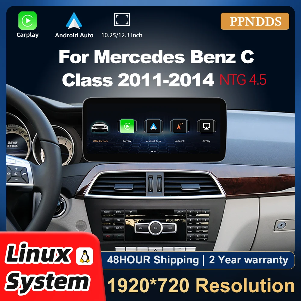 Linux Wireless Carplay Screen Radio For Mercedes Benz C Class W204 S204 C204 2011-2014 Multimedia Player Navigation GPS
