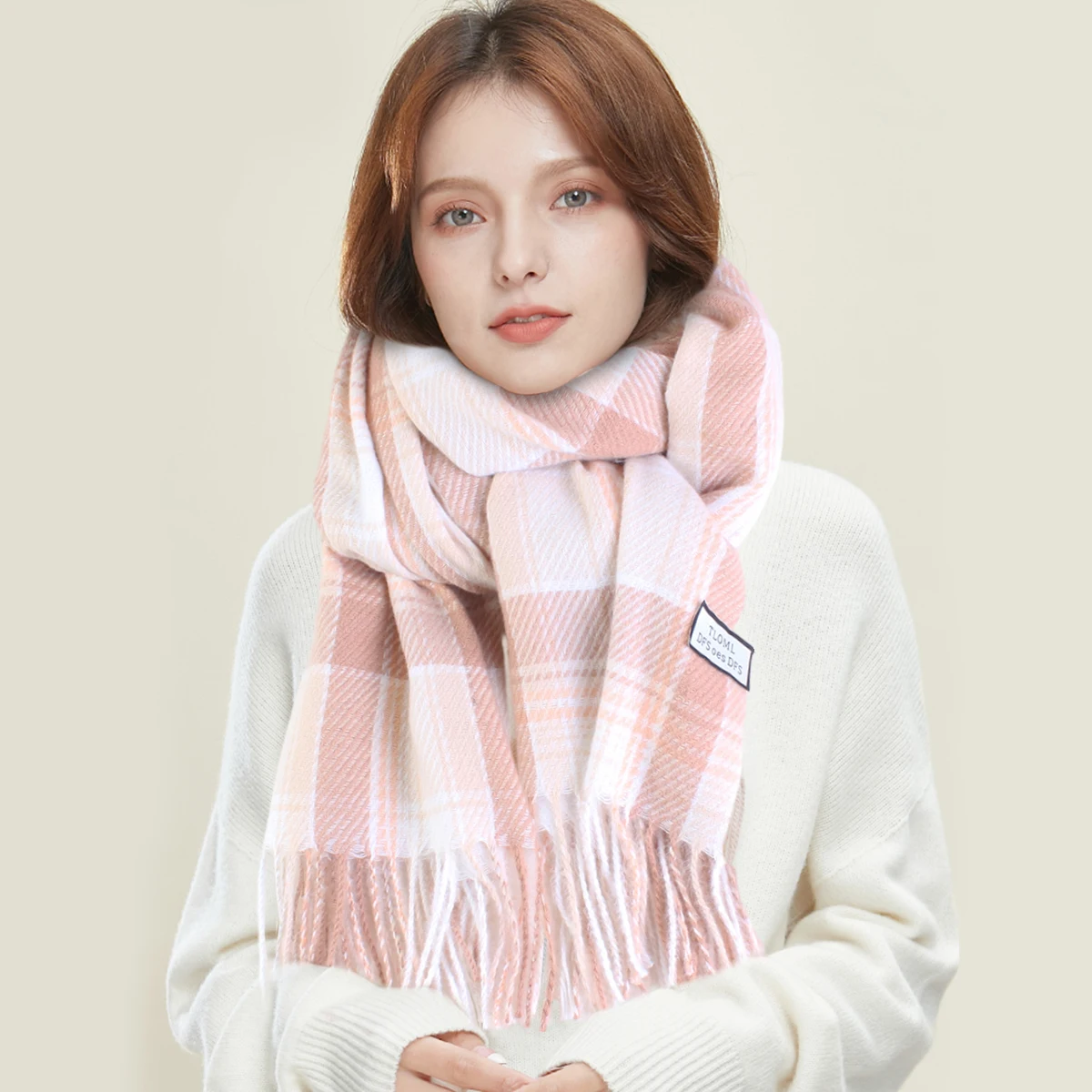 

1Pcs Autumn Winter High Quality Women's Fashion Thin Plaid Cashmere Retro-Large Size Thickened Cold Soft Warm Wrap Scarf Shawl