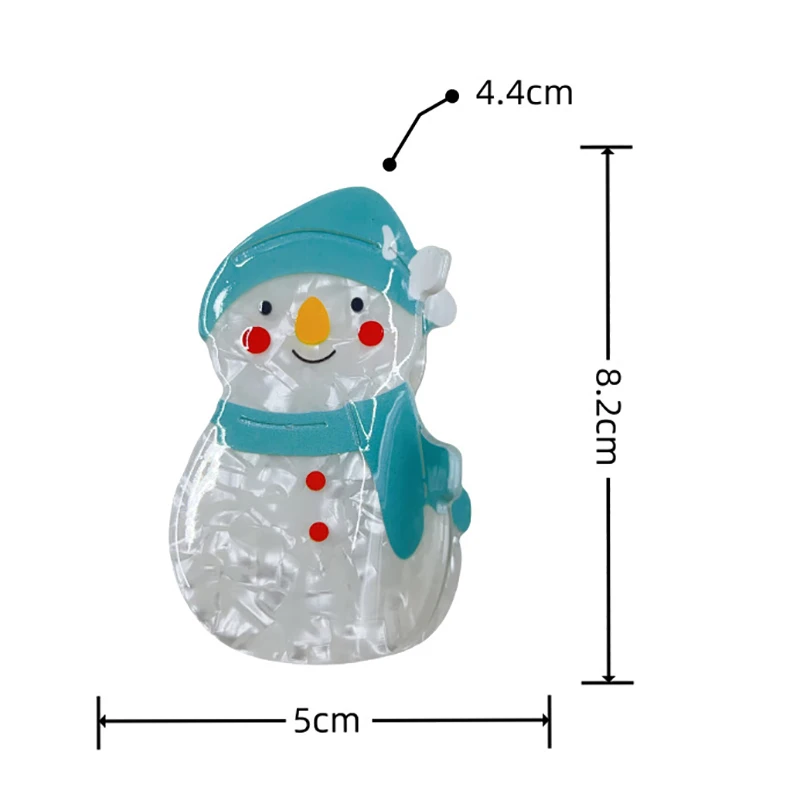 Bonito chapéu azul boneco de neve garra de cabelo natal dos desenhos animados grampo de cabelo acetato tubarão clipes para mulheres simples acessórios de cabelo presente de natal