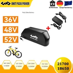 Polly 48V 25AH Ebike Battery Downtube 52V  24AH 72v Electric Battery BMS Original 21700 Lithium lon Battery 1000W 18650 Cell