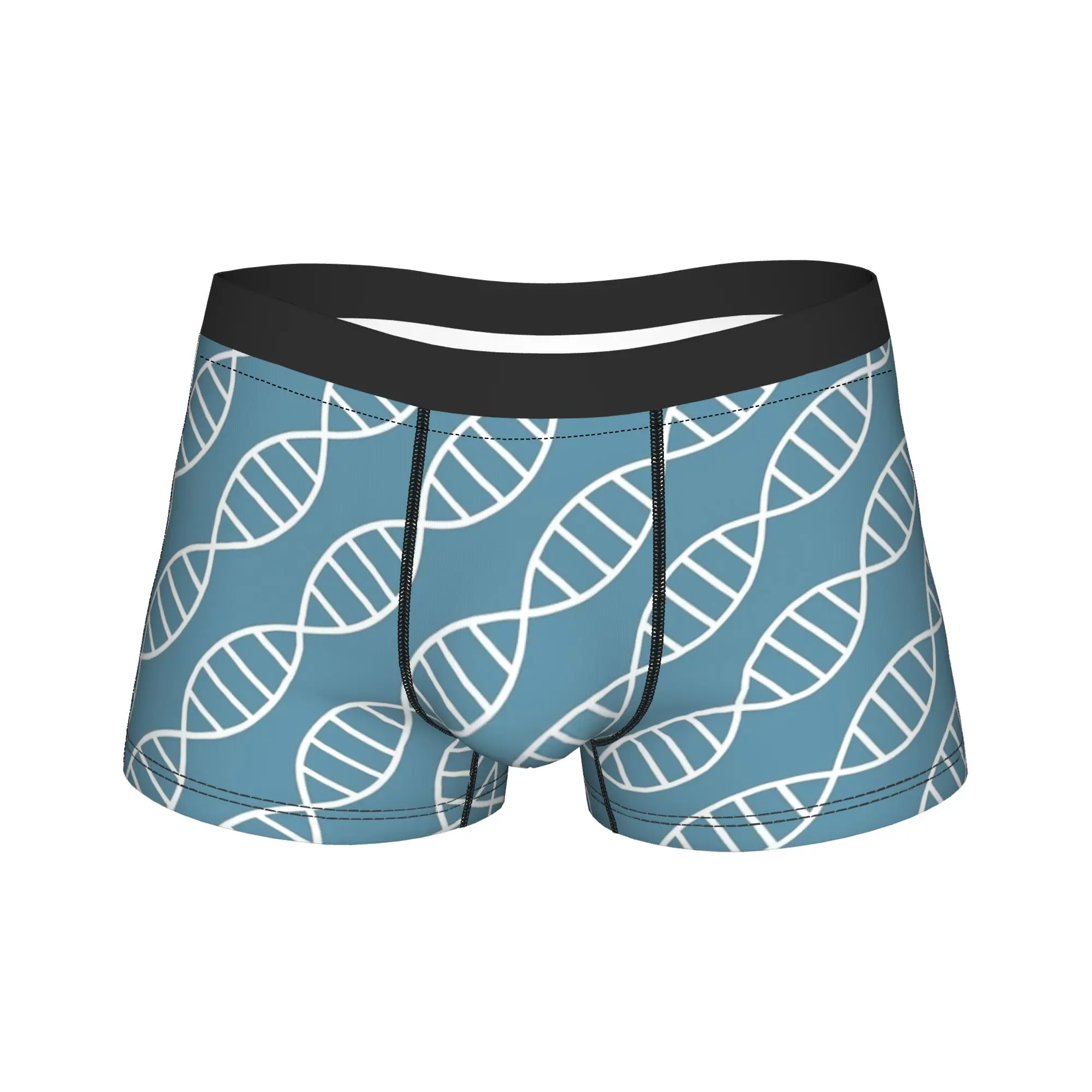 DNA Biotech Pattern Blue Boxershorts  3D Pouch Underwear Hot Sale Custom Boxer Brief Soft Trend Men Underpants Plus Size