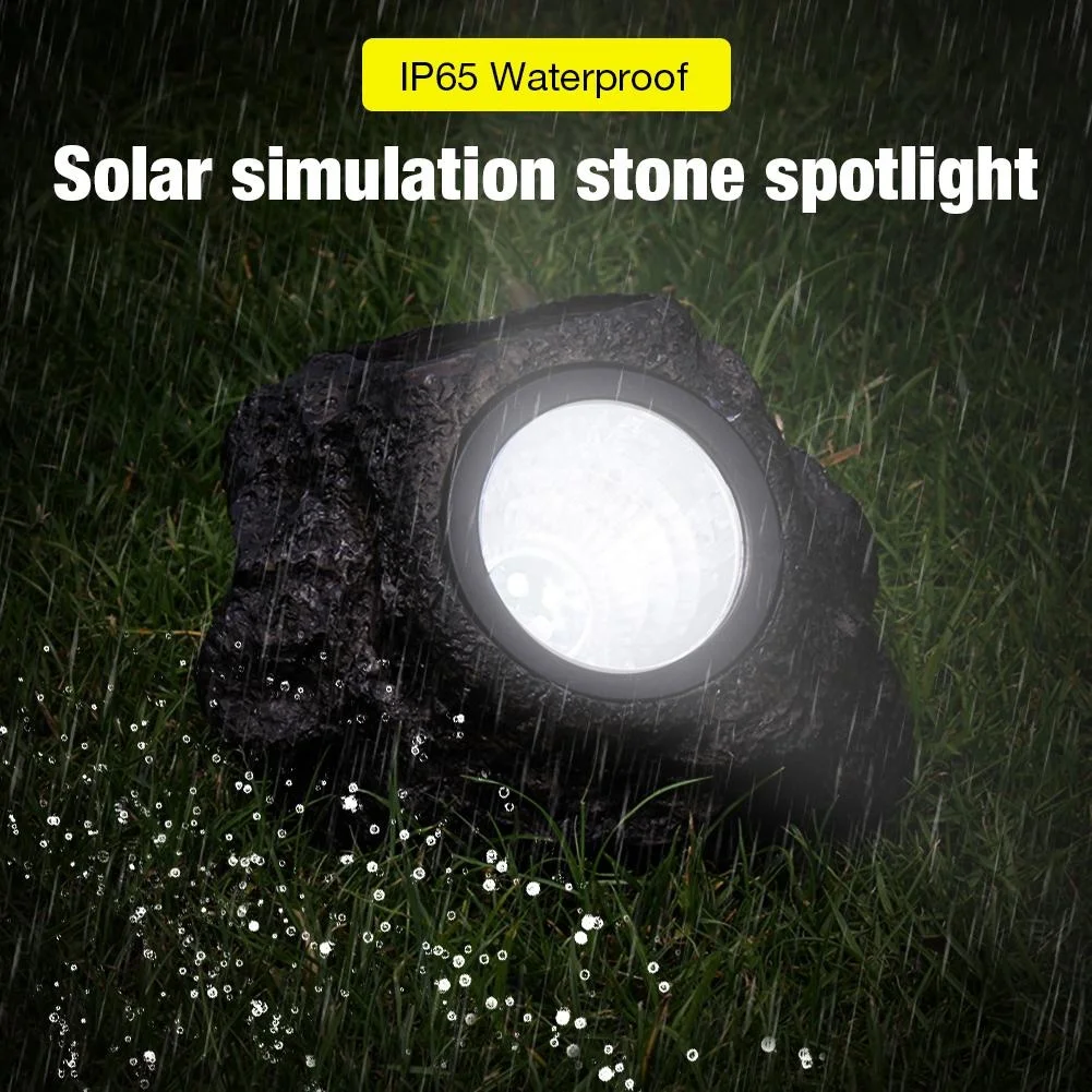 Imagem -03 - Movido a Energia Solar Luzes de Pedra Simulação Spotlight Decoração Branco Frio Ip65 à Prova Impermeável Água para Jardim ao ar Livre Lâmpadas Gramado w