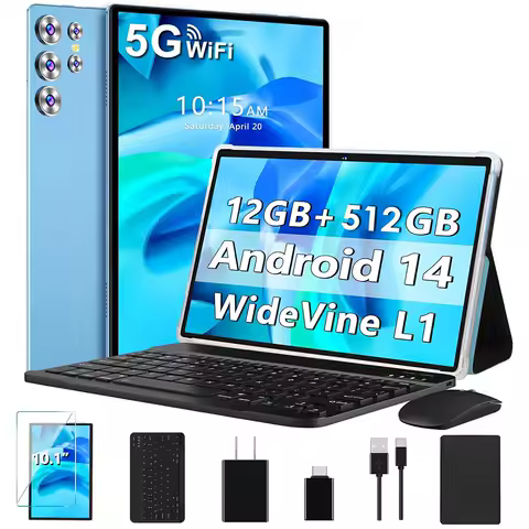 Npad 13 10.1 Inch Android 14 Tablet Pc 12GB RAM 512GB ROM 5G WiFi Bluetooth 7000mAh Battery Type C Tablets With Keyboard Mouse