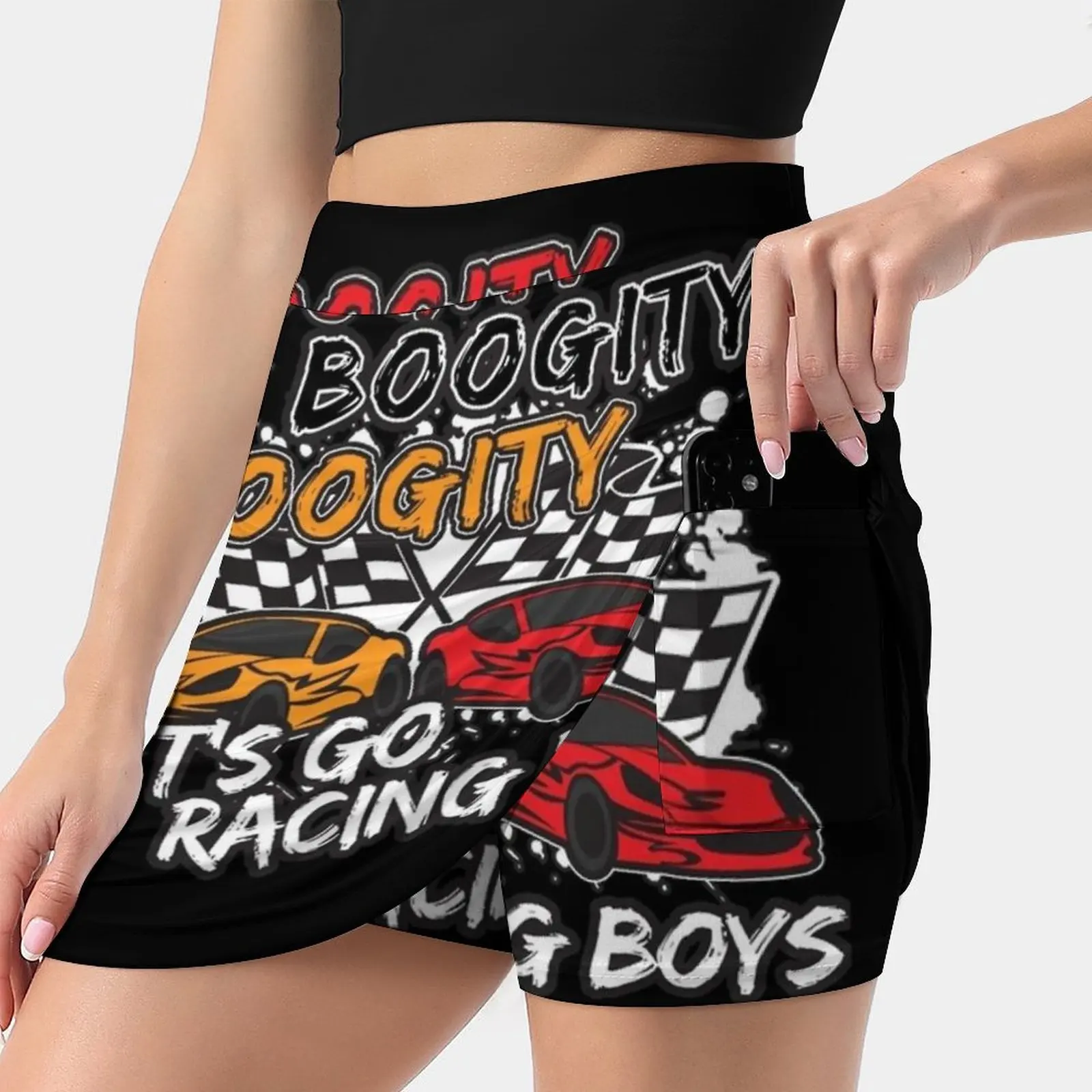 Boogity Women's skirt Mini Skirts A Line Skirt With Hide Pocket Run Racing Vintage V8 Race Car Muscle Car Motorwagen Gasolina