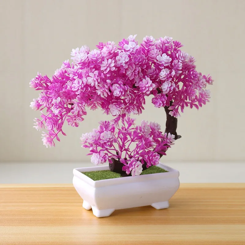 1 Stücke Grüne Künstliche Pflanzen Bonsai Kunststoff Baum Gefälschte Blume für Zuhause Schlafzimmer Dekor Tisch Garten Dekoration Outdoor Ornament – Detail 12