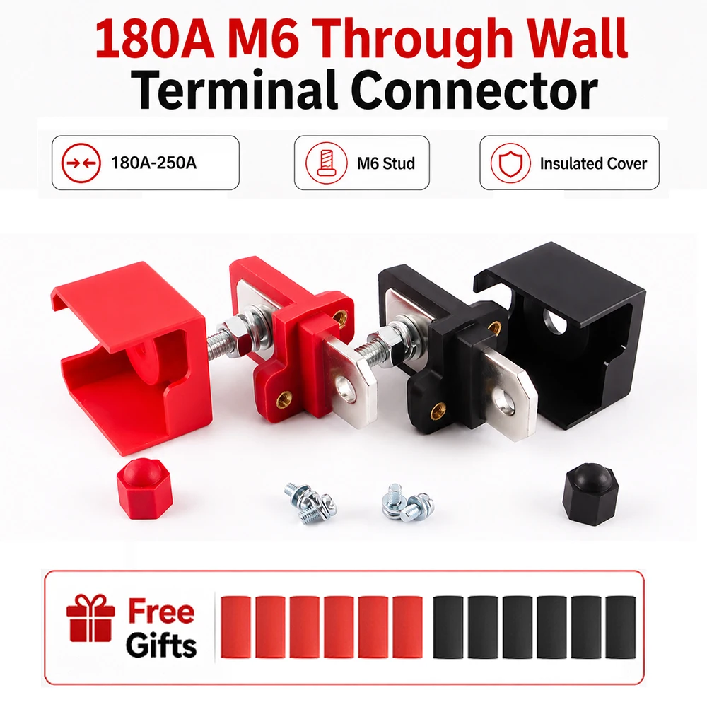 180A M6 Inverter Terminal All Copper High Current Lithium New Energy Storage Connector Through Wall Battery Terminal