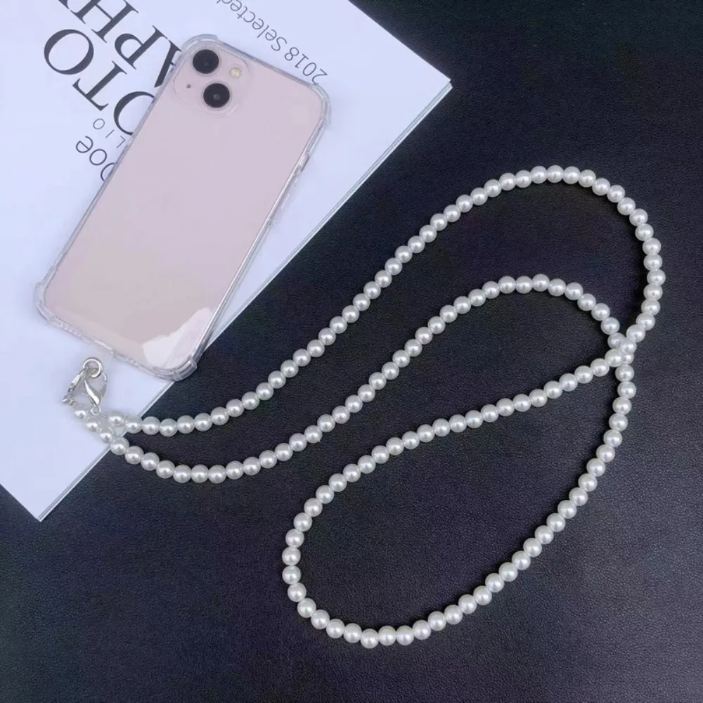 Fashion Pearl Crossbody Chain Universal Phone Case DIY Perforation-free Mobile Phone Gasket Ins Style Imitation Pearl Chain