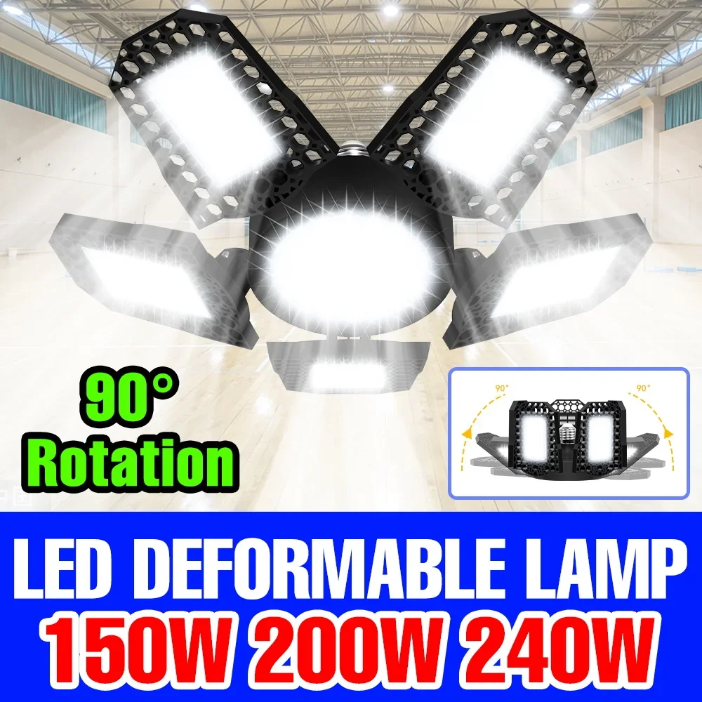 240 واط LED لمبة E27/E26 مصباح مصباح المرآب التيار المتناوب 220 فولت للطي تشوه عالية خليج مصباح 110 فولت الأضواء مستودع المنزل ملعب الطابق السفلي #1