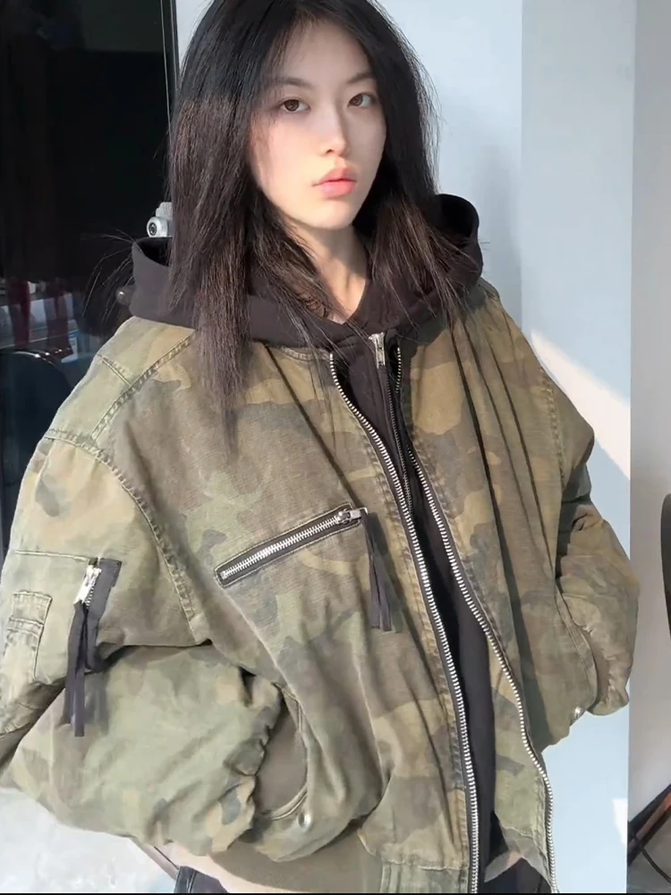 

Мужская хлопковая куртка-бомбер Cleanfit American Style с камуфляжным принтом, осенне-зимняя, утепленная, с эффектом двухслойности