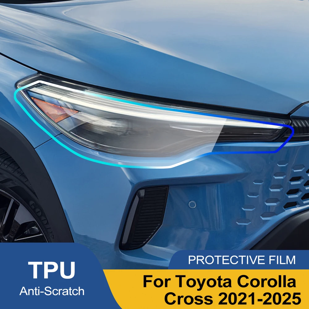 For Toyota Corolla Cross 2021-2025 Smoke Black Pre Cut Car Headlight Protective Film Anti-Scratch High-Gloss Vinyl Wrap Film