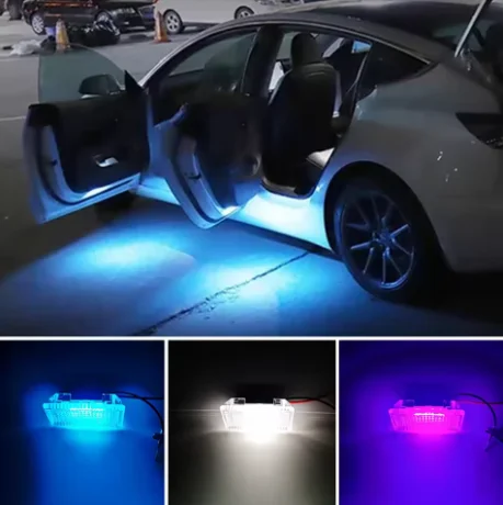 For Tesla Model 3 Y S X LED Interior Footwell Light Ultra Bright Puddle Door Bulb 2017- 2023 Upgrade Trunk Lamp Accessories