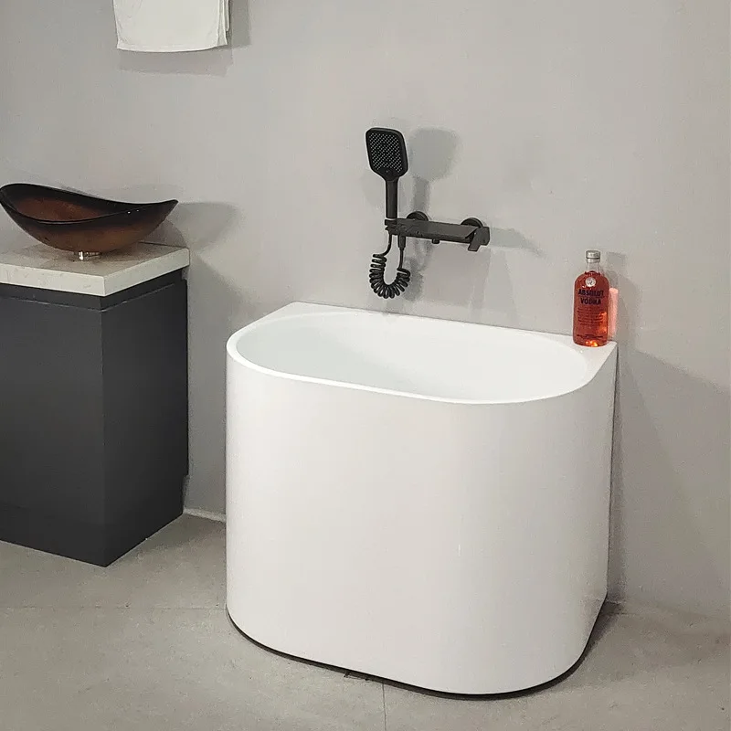 Deep soaking bathtub acrylic small apartment seamless homestay home mini independent modern simplicity