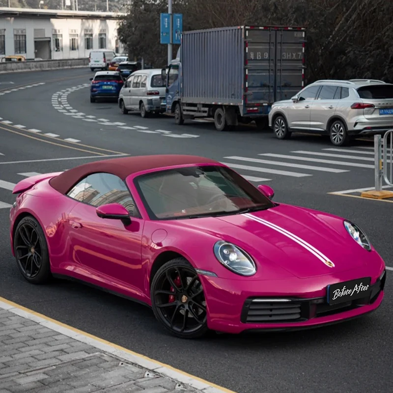 In de fabriek aangepaste zelfherstellende 7,5 mm dikte glanzende robijnrode TPU-kleur PPF autolakbeschermingsfilm