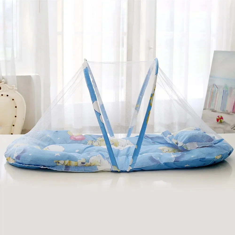 Folding Baby Bedding Crib Netting  Bed Tent Baby Mosquito Nets Foldable Bed Infant Cotton Pillows Portable