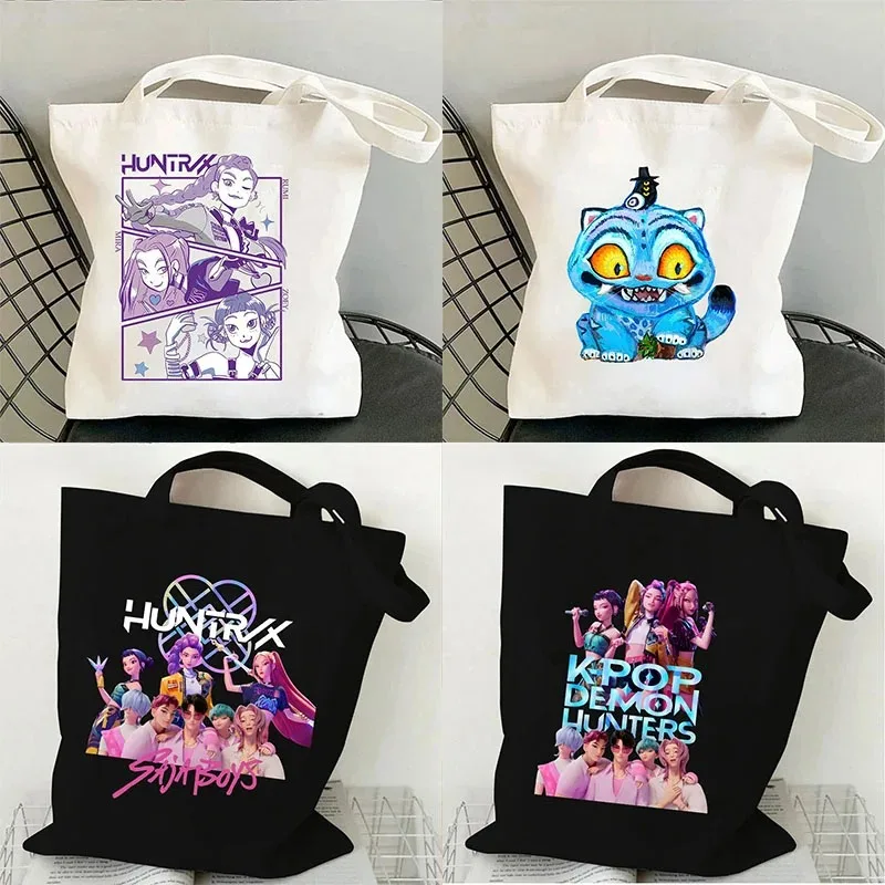 KPop شيطان الصيادين تأثيري حقيبة قماش قنب حقائب التسوق Y2k حقيبة تسوق Kawaii تخزين أكياس حقائب كتف لمحبي الهدايا #1