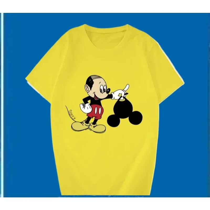 

Disney parodies bald Mickey Mouse Mickey Mouse funny print men's casual trendy classic pure cotton T-shirt short sleeved