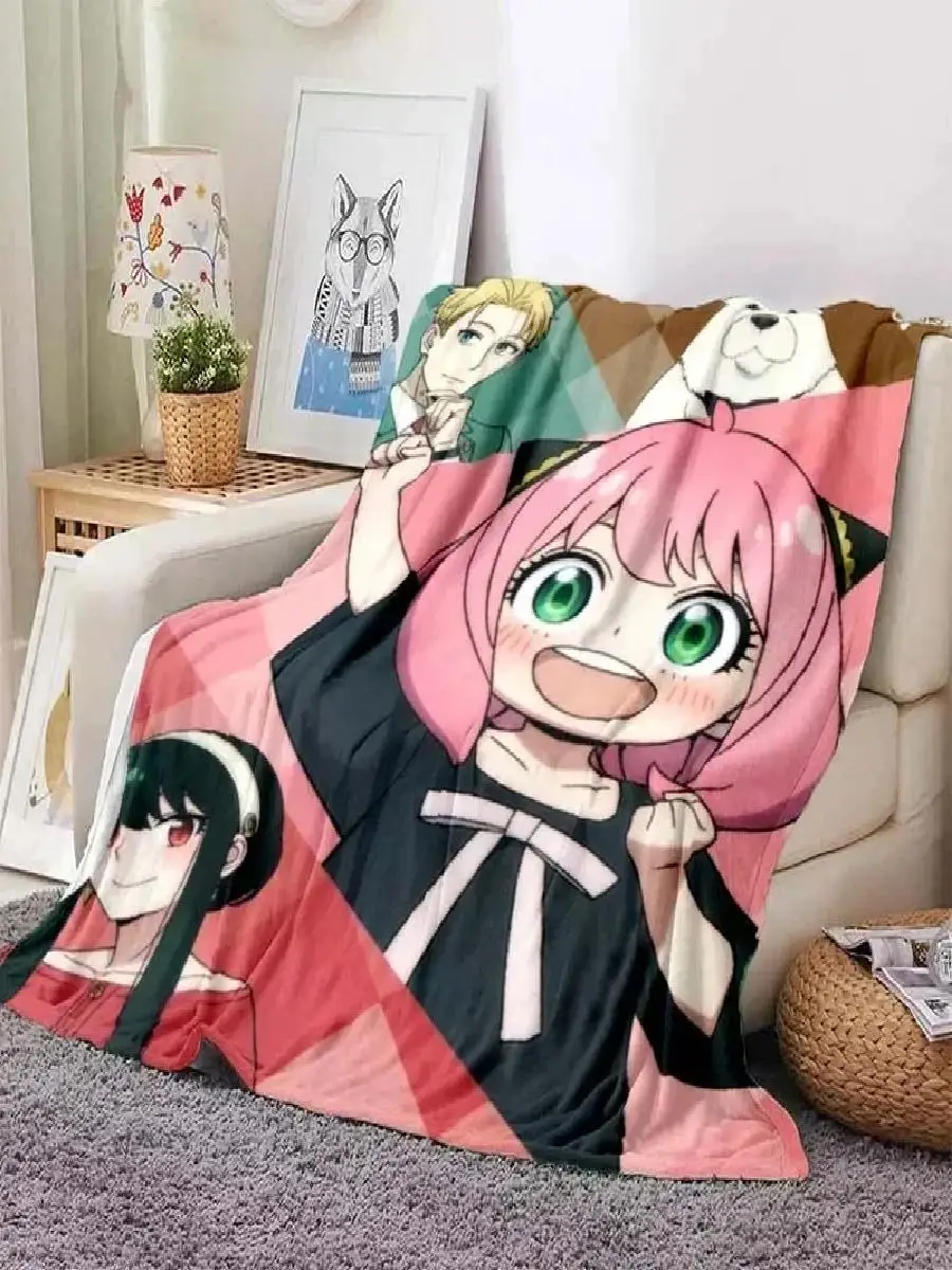 Anime SPY x FAMILY Flannel Blanket Washable for Sofa Hiking Picnic Office Travel  Cozy Throw Gift for Kids and Fans