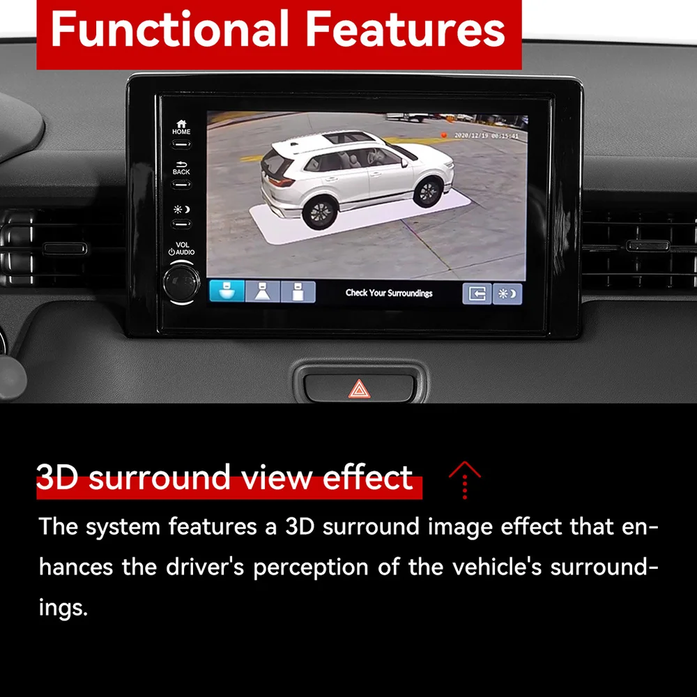Sinjet 3D HD 360° Bird View Surround Camera System CarPlay IP67 For Honda HR-V 2024 Original Screen Compatible