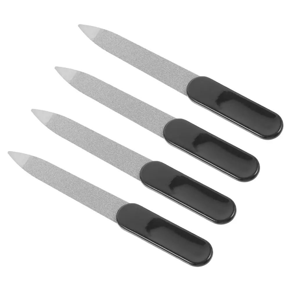 4Pcs Premium Metal Nail Files Stainless Steel Fine Grit Nail File for Fingernails Toenails Sensitive Nails Manicure Pedicure Kit