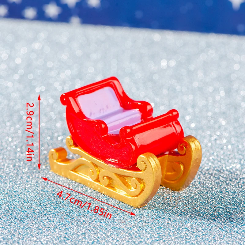 Dollhouse Miniature Resin Sleigh Figurines Model Sled Ornament Christmas Vintage Living Scene Micro Landscape Decor Xmas Gift