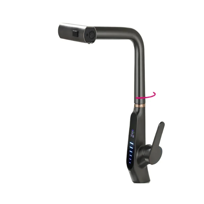 

All-copper kitchen pull-out faucet Feiyu Waterfall vegetable basin faucet hydraulic digital display