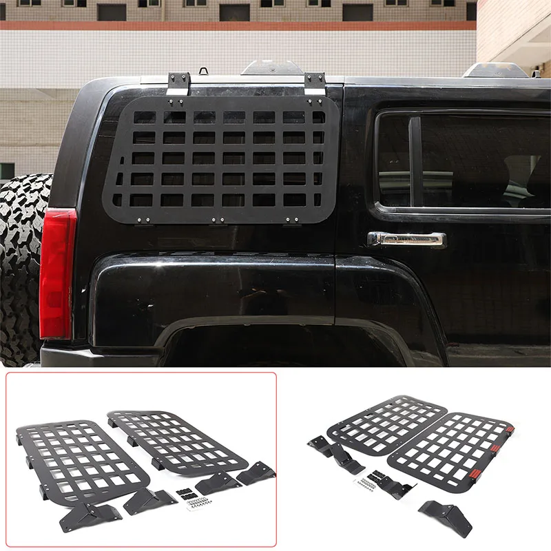 Aluminum Alloy Black 2Pcs For 2005-2009 Hummer H3 Car Trunk Side Window Outer Multifunctional Bag Rack Organizer Car Accessories