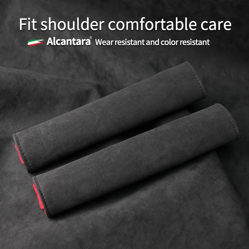 

For Tesla Model 3 X Y S Interior Accessories Car Seat Safety Belt Cover Shoulder Alcantara Suede Protector 2023 2020 2021 2022