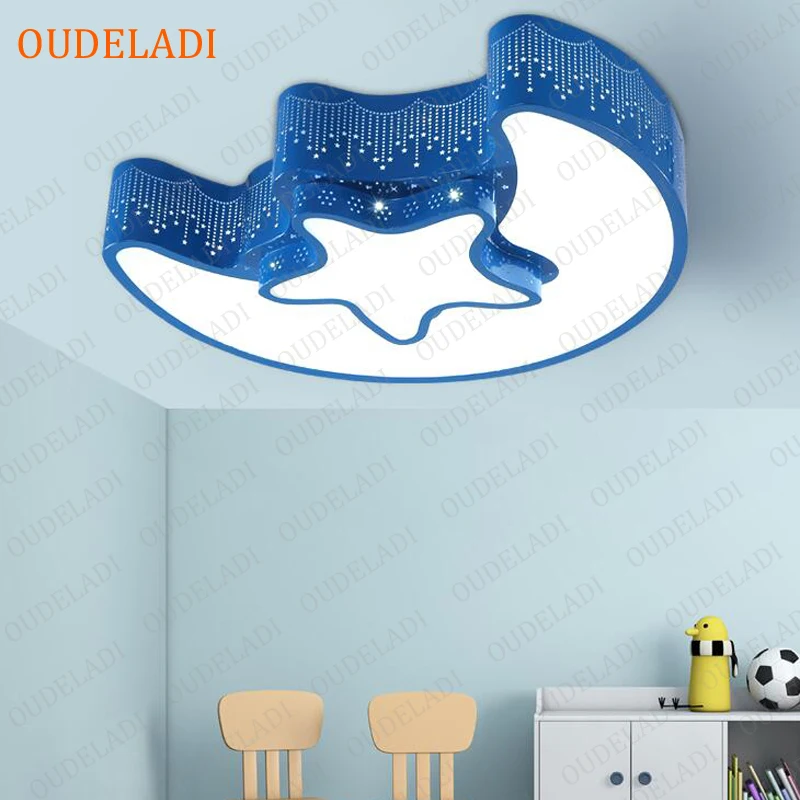 OUDELADI الإبداعية نجمة نصف القمر led ضوء السقف 24 واط 85-265 فولت الاطفال غرفة الطفل أضواء مصابيح السقف غرفة نوم أضواء الديكور