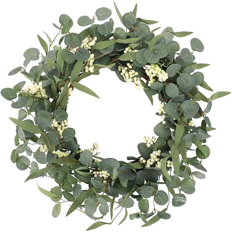 【ELEVATE LIFE】Artificial Eucalyptus Wreath Large Rustic Farmhouse Decorative Wreath for Festival Celebration ABDD