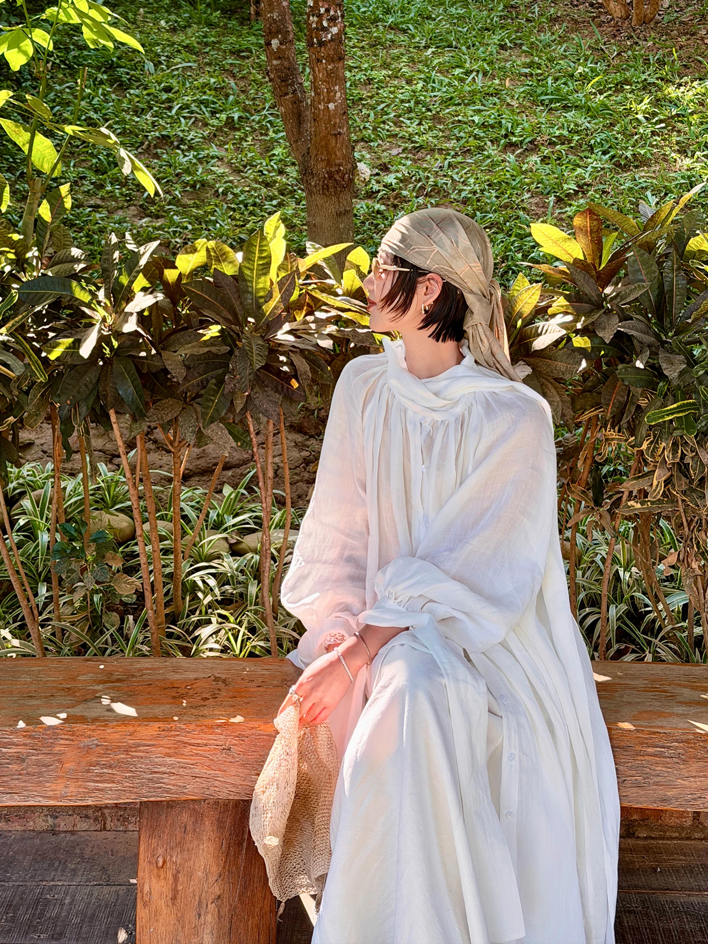 

Cml Breathable like a Gentle Breeze 100% Flax Sash Shirt Midi Length Women's Translucent Design Sun Protection Loose Fit