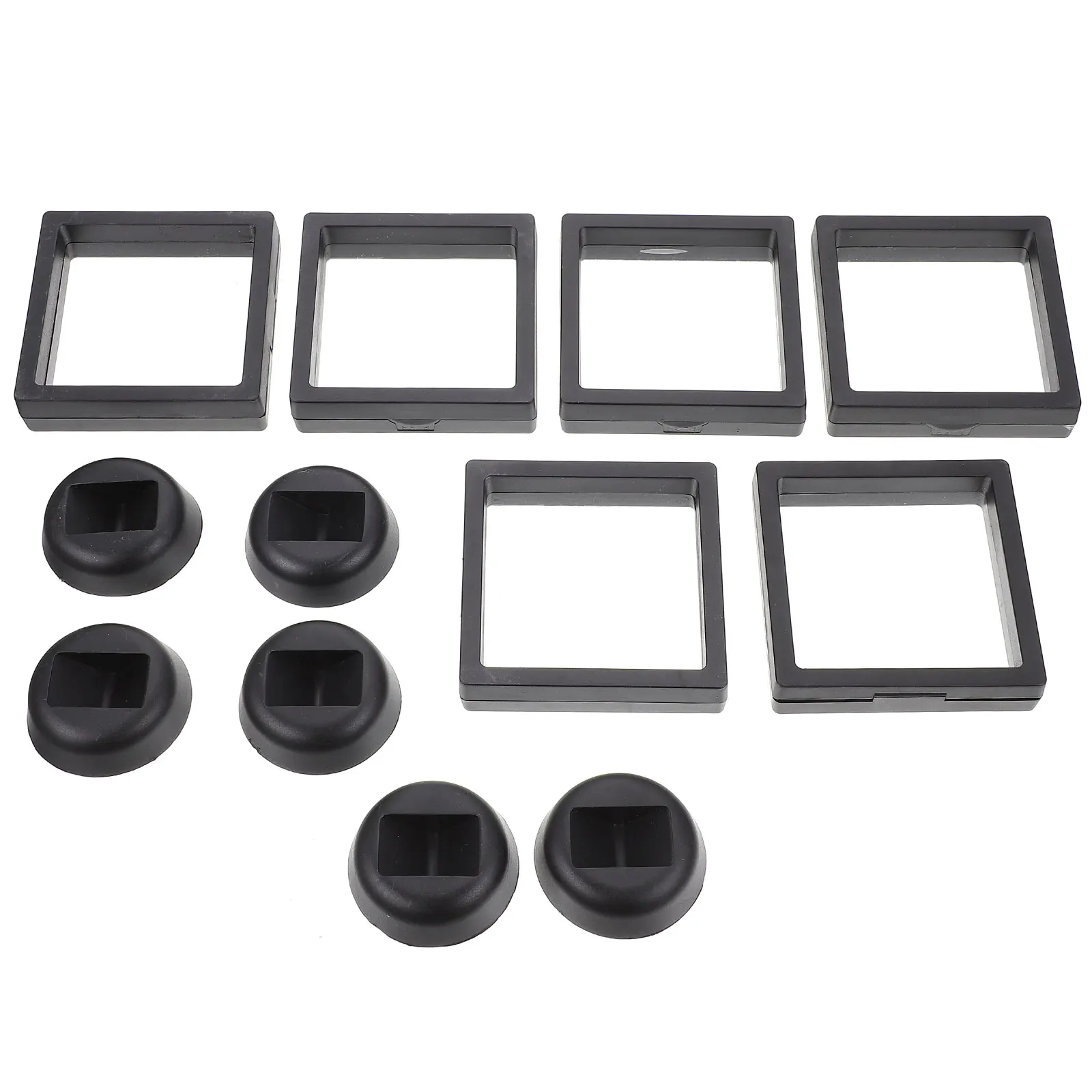

6 Sets Floating Ring Display Stand Jewelry Storage Racks PE ABS Material Sturdy Durable Transparent Design Boxes