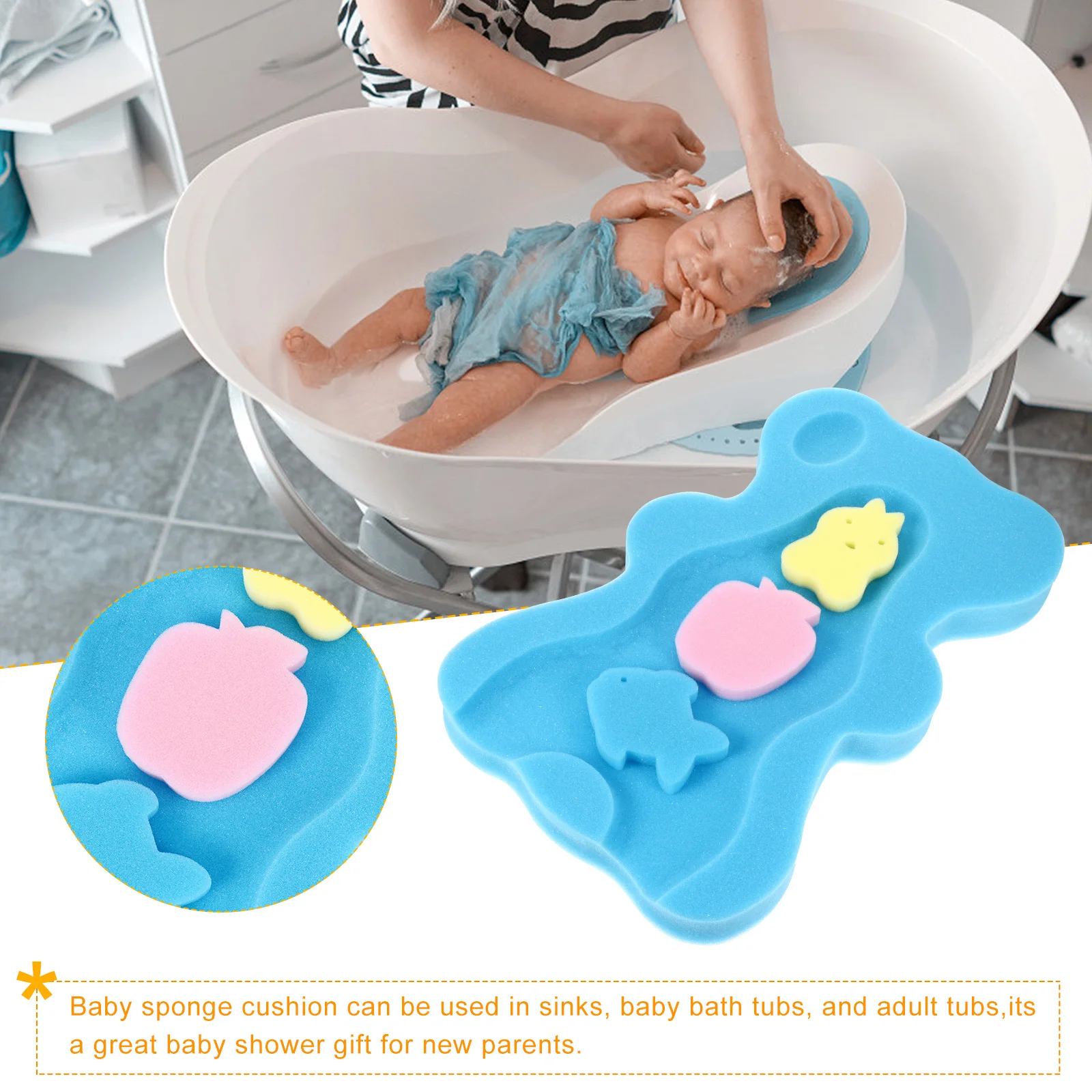 

Baby Bath Mat Anti-skid Tub Shower Sponge Infant Pad Cushion for Bathing Bathtub Seat