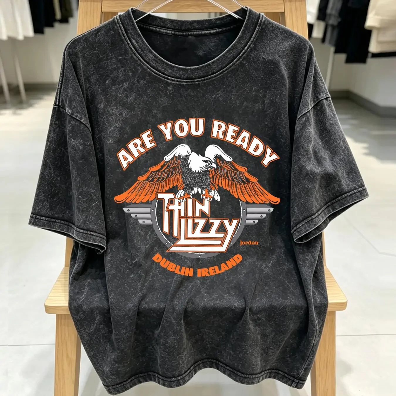 washed T Shirt Thin Lizzy Are you Ready Dublin Ireland live 1980 Phil Lynott Gary Moore vintage Washed Top For Everyday Wear