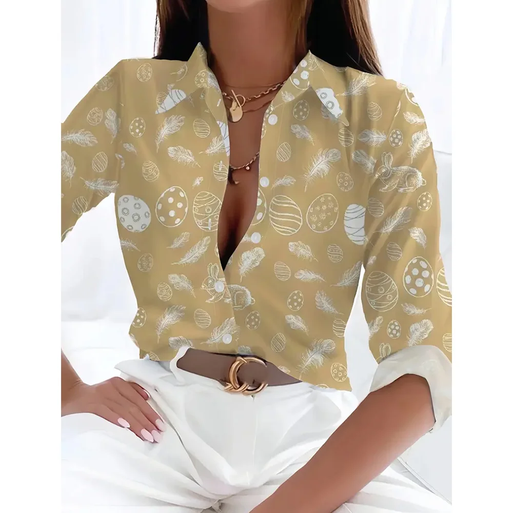 Fashion 2024 New Women\'s Long Sleeve Shirts 3d Floral Print Single-Breasted T-shirts Button-Up Blouse Elegant Loose Lapel Shirts