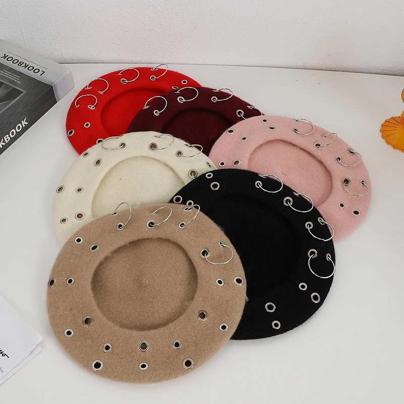 New fashion trend light plate solid color ring beret ladies travel to play photo travel all the sun hat