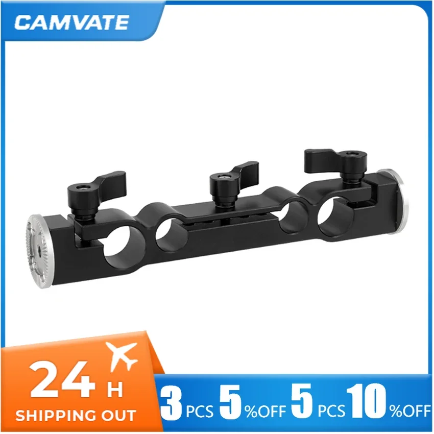 CAMVATE Camera 15mm & 19mm Dual-port Rod Clamp With Double Ended Standard M6 ARRI Rosette Mount For DSLR Camera Support System