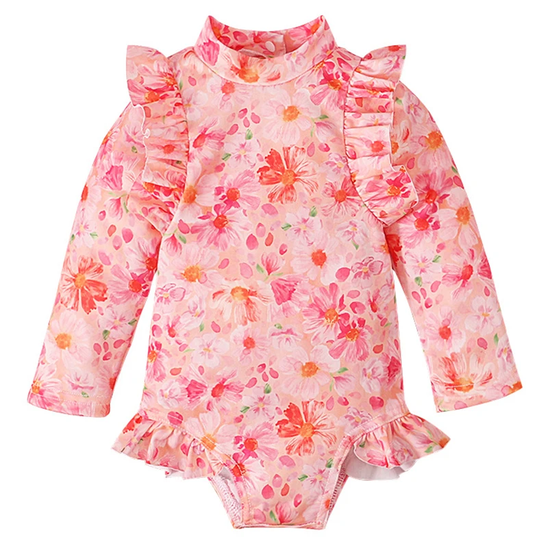 Spring Autumn Newborn Girls Clothes Fashion Flowers Cute Long Sleeve Print Bodysuits & One-pieces Baby Boutique Clothing BC587