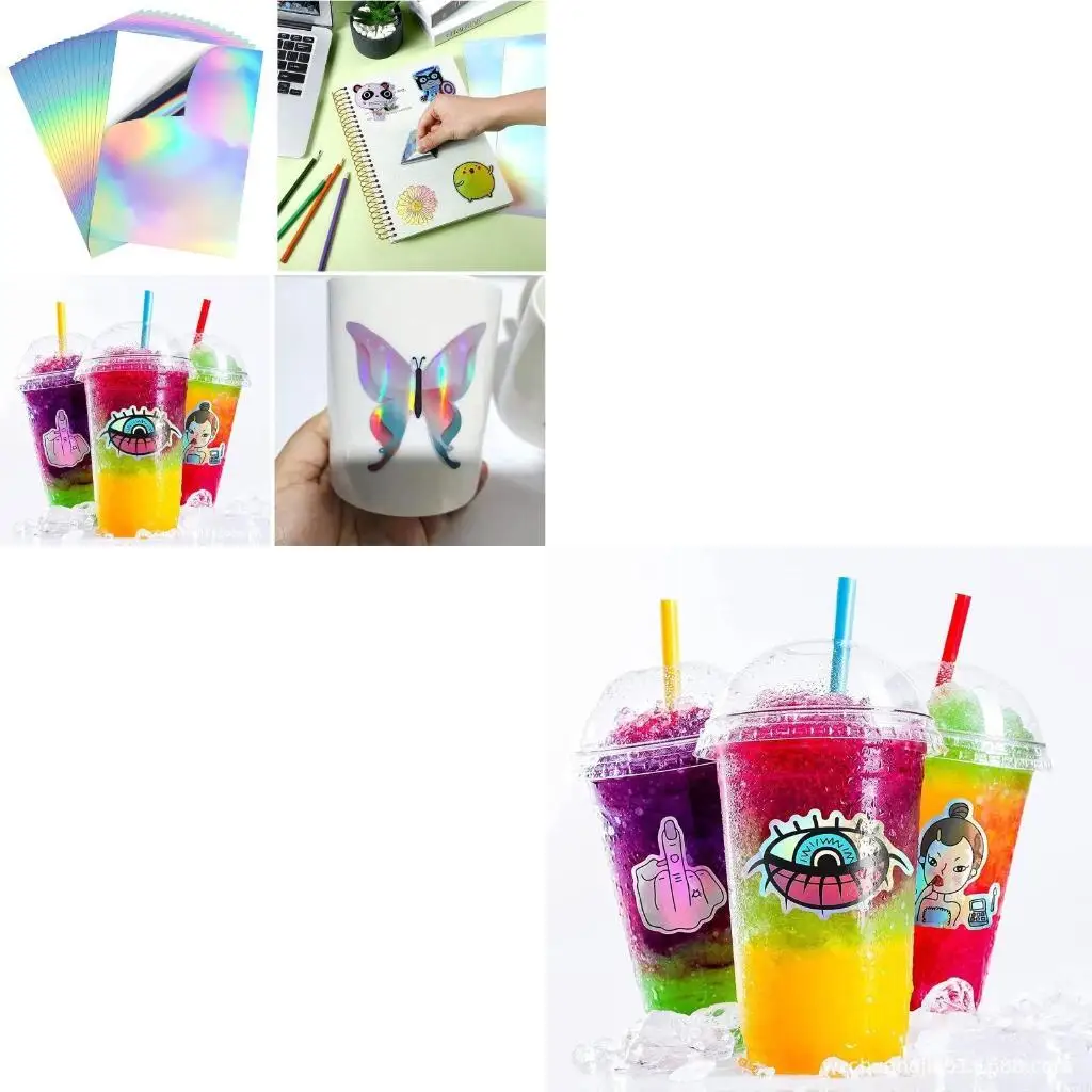 

20x прозрачная бумага для наклеек формата А4, виниловые этикетки для печати, ремесленные наклейки цвета радуги