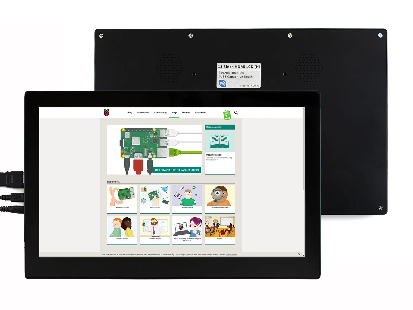 LCD HDMI de 13,3 polegadas (H) (com caixa) Versão V2, 1920 × 1080, HDMI, IPS, suporta todas as versões do Raspberry Pi/Jetson Nano/Console de jogos