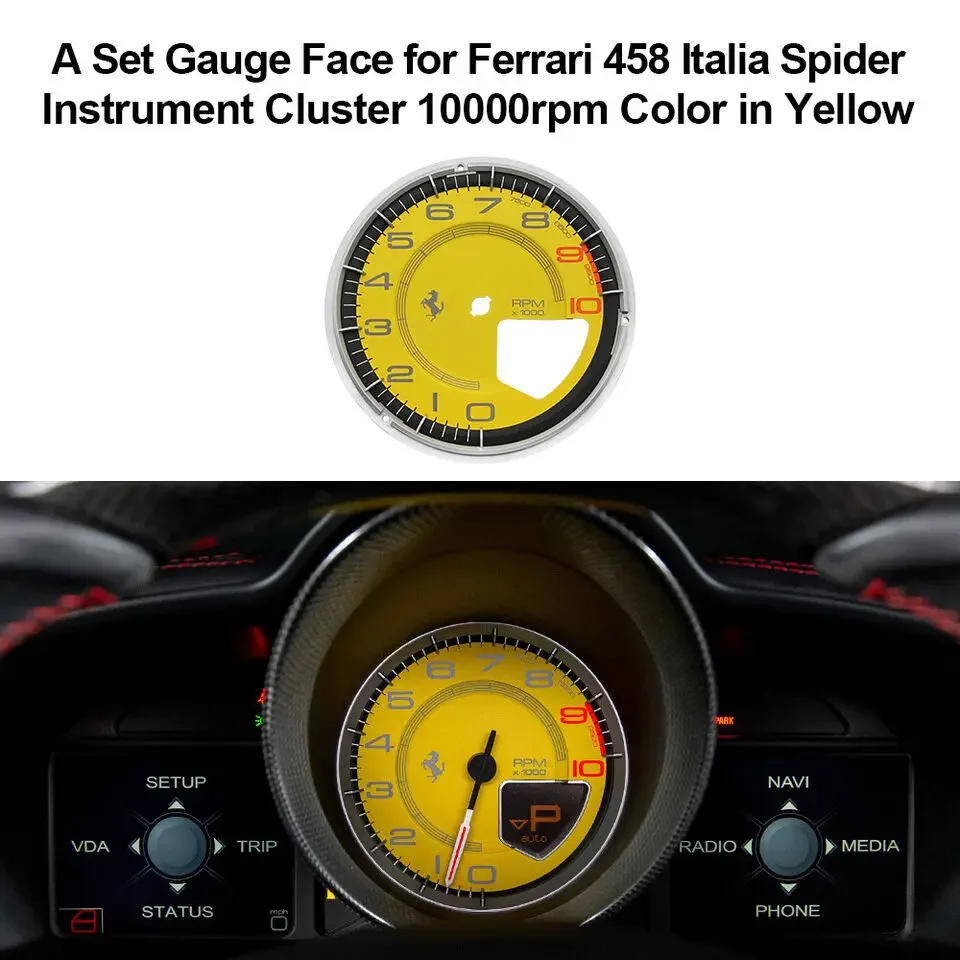 

A Set Gauge Face for Ferrari 458 Italia Spider Instrument 10000rpm Color Yellow