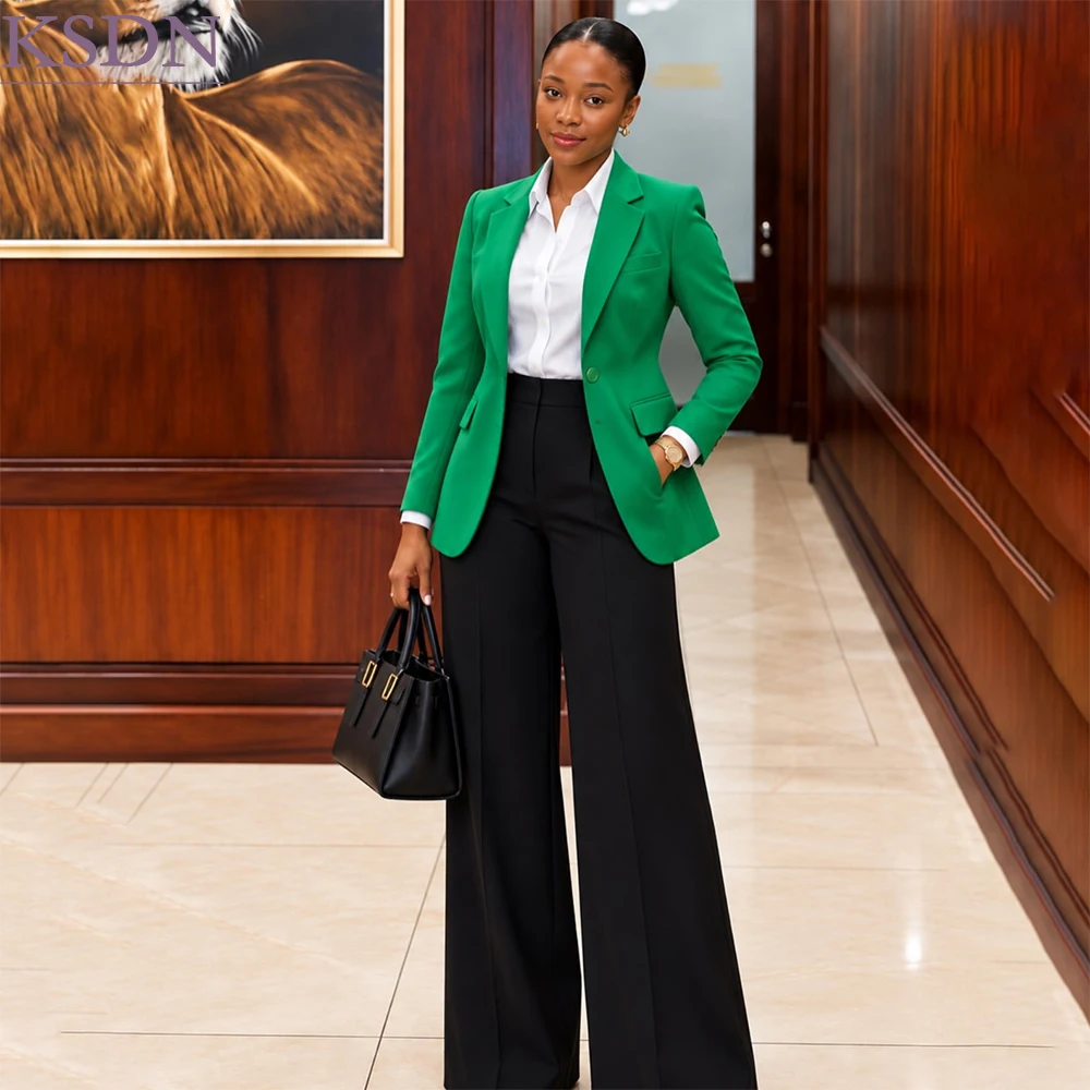 Luxury Women's Suits Fashion Slim Fit Wide Leg Trousers Customized Business 2 Piece Jacket Pants Office Work Female Blazer